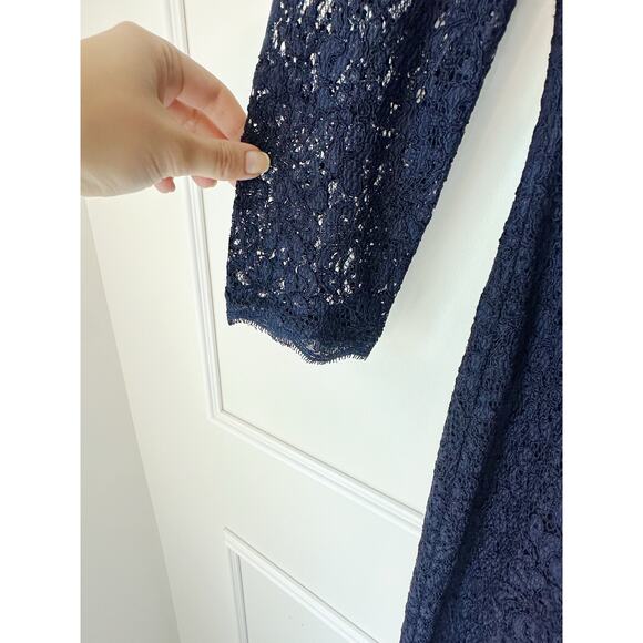 NWT Adriana Papel Long Sleeve Navy blue lace Maxi Dress size 6 - Picture 10 of 12
